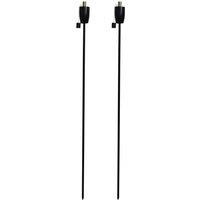 Harbour Housewares 2x Outdoor Flame Torches - Barrel Metal Garden Fire Torch Lighting in Black