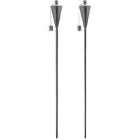 Harbour Housewares 2x Outdoor Flame Torches - Cone Metal Garden Fire Torch Lighting in Silver