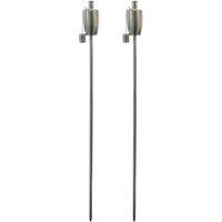 Harbour Housewares 2x Outdoor Flame Torches - Barrel Metal Garden Fire Torch Lighting in Silver