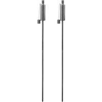 Harbour Housewares 2x Outdoor Flame Torches - Cylinder Metal Garden Fire Torch Lighting in Silver
