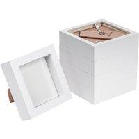 Nicola Spring 3D Box Photo Frames - 4 x 4 - White - Pack of 5