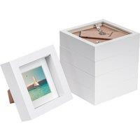 Nicola Spring 4 x 4 White 3D Box Photo Frames - 2 x 2 Mount - Pack of 5