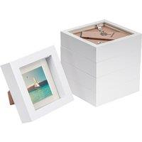 Nicola Spring 4 x 4 White 3D Box Photo Frames - 2 x 2 Mount - Pack of 5 in Ivory