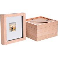Nicola Spring 6 x 6 3D Box Photo Frames - 2 x 2 Mount - Light Brown - Pack of 5 in White