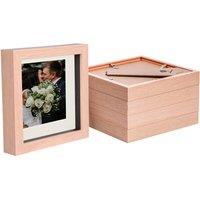 Nicola Spring 6 x 6 3D Box Photo Frames - 4 x 4 Mount - Light Brown - Pack of 5 in Ivory
