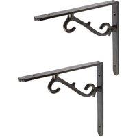 Hammer and Tongs Scroll Iron Shelf Bracket - D205mm - Pack of 2 in Black | Size: 1000mm x 1000mm