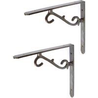 Hammer and Tongs Scroll Iron Shelf Bracket - D205mm - Pack of 2 in Grey | Size: 1000mm x 1000mm