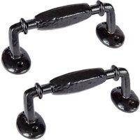 Hammer and Tongs Offset Wrought Iron Door Handle - H160mm - Black - Pack of 2 | Size: 10000mm x 520mm