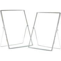 Nicola Spring 2x Standing Metal Photo Frames - 8 x 10 Picture Display Poster Frame in Silver