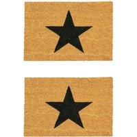Nicola Spring Coir Door Mats - 90 x 60cm - Black Star - Set of 2 | Size: 60 cm x 90 cm