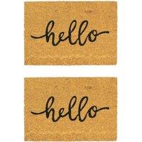 Nicola Spring Coir Door Mats - 90 x 60cm - Hello - Set of 2 | Size: 60 cm x 90 cm