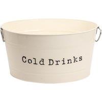 Harbour Housewares Large Drinks Bucket - Vintage Metal Bar Cooler Bucket Drinks Cooling Tin in Cream