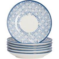 Nicola Spring Hand-Printed Cappuccino Saucers - 14.5cm - Pack of 12 in Navy