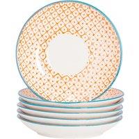 Nicola Spring Hand-Printed Cappuccino Saucers - 14.5cm - Pack of 12 in Orange