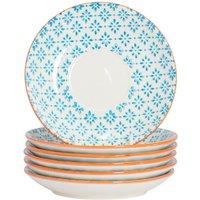 Nicola Spring Hand-Printed Cappuccino Saucers - 14.5cm - Pack of 12 in Blue