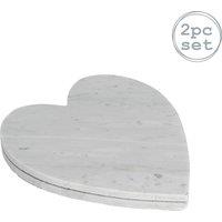 Argon Tableware Heart Marble Serving Platters 23 x 27cm Pack of 2 in White | Size: 23 x 27 cm