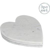 Argon Tableware Heart Marble Serving Platters 23 x 27cm Pack of 3 in White | Size: 23 x 27 cm