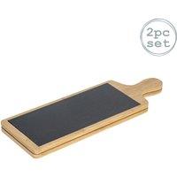 Argon Tableware Bamboo Slate Serving Paddles 44.5 x 14.5cm Pack of 2 in Grey | Size: 44.5 x 14.5 cm