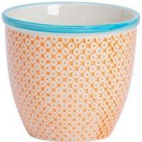 Nicola Spring Hand-Printed Plant Pot - 14cm in Orange