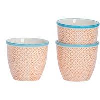 Nicola Spring Hand-Printed Plant Pots - 14cm - Pack of 3 in Orange