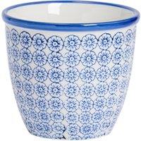 Nicola Spring Hand-Printed Plant Pot - 14cm in Navy