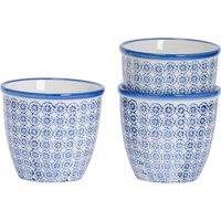 Nicola Spring Hand-Printed Plant Pots - 14cm - Pack of 3 in Navy