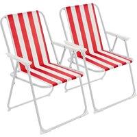 Harbour Housewares Folding Metal Beach Chairs Pack of 2 in Red