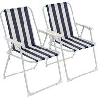 Harbour Housewares Folding Metal Beach Chairs Pack of 2 in Blue