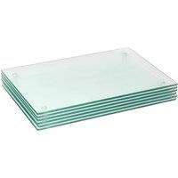 Harbour Housewares 6x Glass Placemats - 40 x 30cm - Dining Table Place Mats Protectors in Clear | Size: 40 x 30 cm
