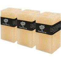 Nicola Spring Square Vanilla Pillar Candles - 90 Hours - Cream - Pack of 3 in Beige
