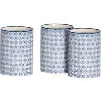 Nicola Spring Hand-Printed Kitchen Utensil Holders - 1 Litre - Pack of 3 in Navy