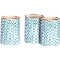 Nicola Spring Hand-Printed Kitchen Utensil Holders - 1 Litre - Pack of 3 in Blue