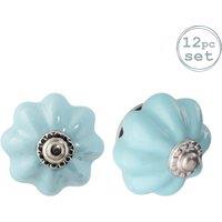 Nicola Spring Floral Ceramic Cabinet Knobs - Pack of 12 in Blue | Size: 1000mm x 500mm