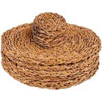 Argon Tableware 12pc Round Placemats & Coasters Set - Woven Seagrass in Brown