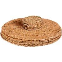 Argon Tableware 12pc Round Placemats & Coasters Set - Woven Typha in Brown