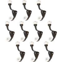 Hammer and Tongs White Ceramic Ball Hat & Coat Hook - W30mm x H105mm - Pack of 10 in Black | Size: 1000mm x 1000mm