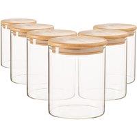 Argon Tableware Scandi Glass Storage Jars with Wooden Lids 750ml Pack of 6 in Clear