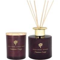 Nicola Spring Cinnamon Orange Candle & Diffuser Gift Set - 130g Jar + 200ml Diffuser in Purple