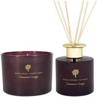 Nicola Spring Cinnamon Orange Candle & Diffuser Gift Set - 350g Jar + 200ml Diffuser in Purple