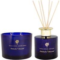 Nicola Spring Patchouli & Rosewood Candle & Diffuser Set - 350g Jar + 200ml Diffuser in Blue