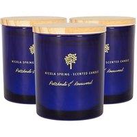 Nicola Spring 130g Patchouli & Rosewood Soy Candles - Pack of 3 - Sweet Creamy Glass in Blue