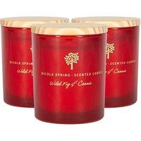 Nicola Spring 130g Wild Fig & Cassis Soy Candles - Pack of 3 - Autumn Spiced Jars in Red
