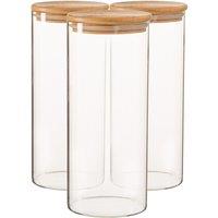 Argon Tableware Scandi Glass Storage Jars with Wooden Lids 1.5 Litre Pack of 3 in Clear