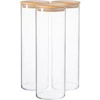 Argon Tableware Scandi Glass Storage Jars with Wooden Lids 2 Litre Pack of 3 in Clear