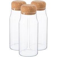 Argon Tableware Glass Storage Bottles with Cork Lids 720ml Pack of 6 in Clear