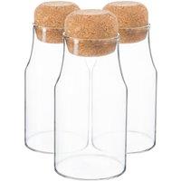 Argon Tableware Glass Storage Bottles with Cork Lids 180ml Pack of 6 in Clear