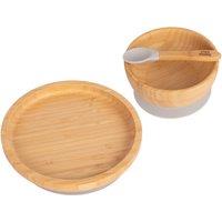Tiny Dining 3pc Round Bamboo Baby Weaning Set in Grey