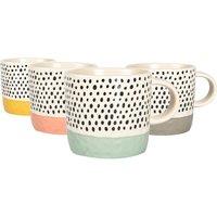 Nicola Spring Ceramic Dipped Dots Coffee Mugs - 475ml 4 Colours Stoneware Cups