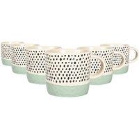 Nicola Spring Dipped Dotty Stoneware Coffee Mugs - 385ml - Pack of 6 in Blue