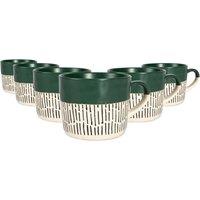Nicola Spring 6x Ceramic Dipped Dash Coffee Mugs - 475ml Black Stoneware Coffee Cups in Green